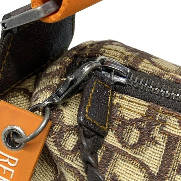 Auth DIOR/ChristianDior Flight Beige Dark Brown Orange Jacquard Leather - Picture 9 of 16